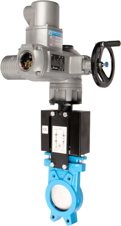 Задвижка шиберная A-012-01-AUMA-E чугунная межфланцевая с электроприводом Задвижка шиберная A-012-01-AUMA-E чугунная межфланцевая с электроприводом