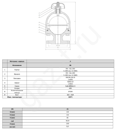 Клапан сапунный Zetkama FIG.917 фланцевый Клапан сапунный Zetkama FIG.917 фланцевый