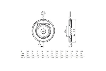 Клапан обратный нержавеющий одностворчатый межфланцевый