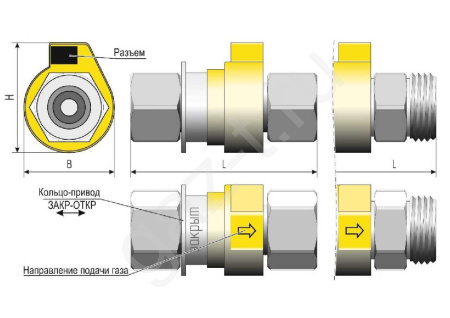 Клапан газовый запорный с электромагнитным управлением КЗЭУГ-Б муфтовый